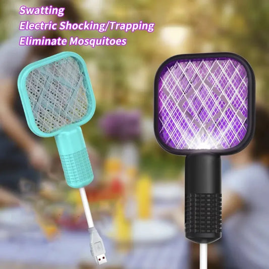 2 In 1 Electric Portable Mosquito Swatter Racket USB Rechargeable