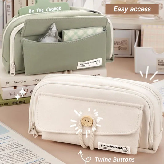 Pencil Case Large Capacity Pencil Pouch Handheld Pen Bag Cosmetic Portable Gift Fullhouse