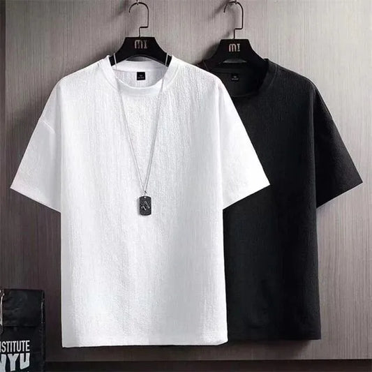 2 PCS New casual summer half sleeve loose fashion t-shirt with short sleeves and high quality polyester T-shirt