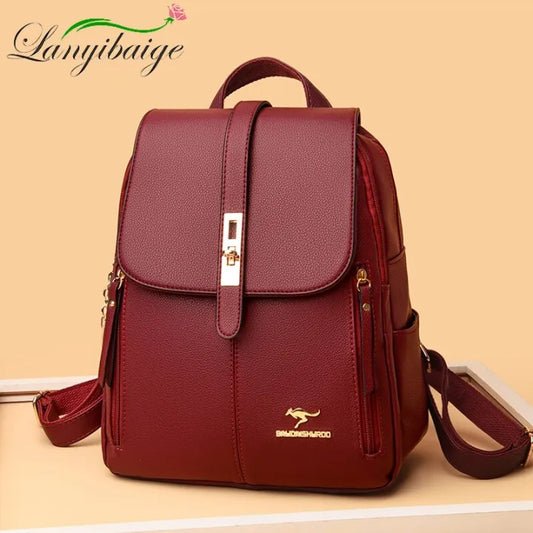 Hot Sale PU Leather Fashion Backpack Ladies Casual College Style Travel Student Backpack Light Luxury Designer Bag